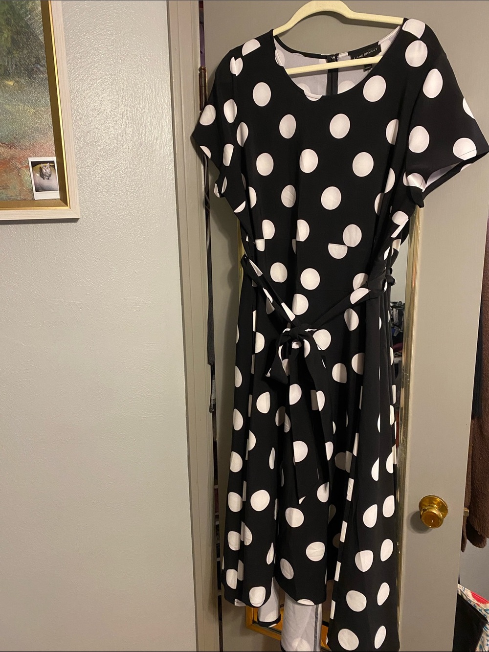 Lane Bryant Black & White Polka Dot Midi Dress